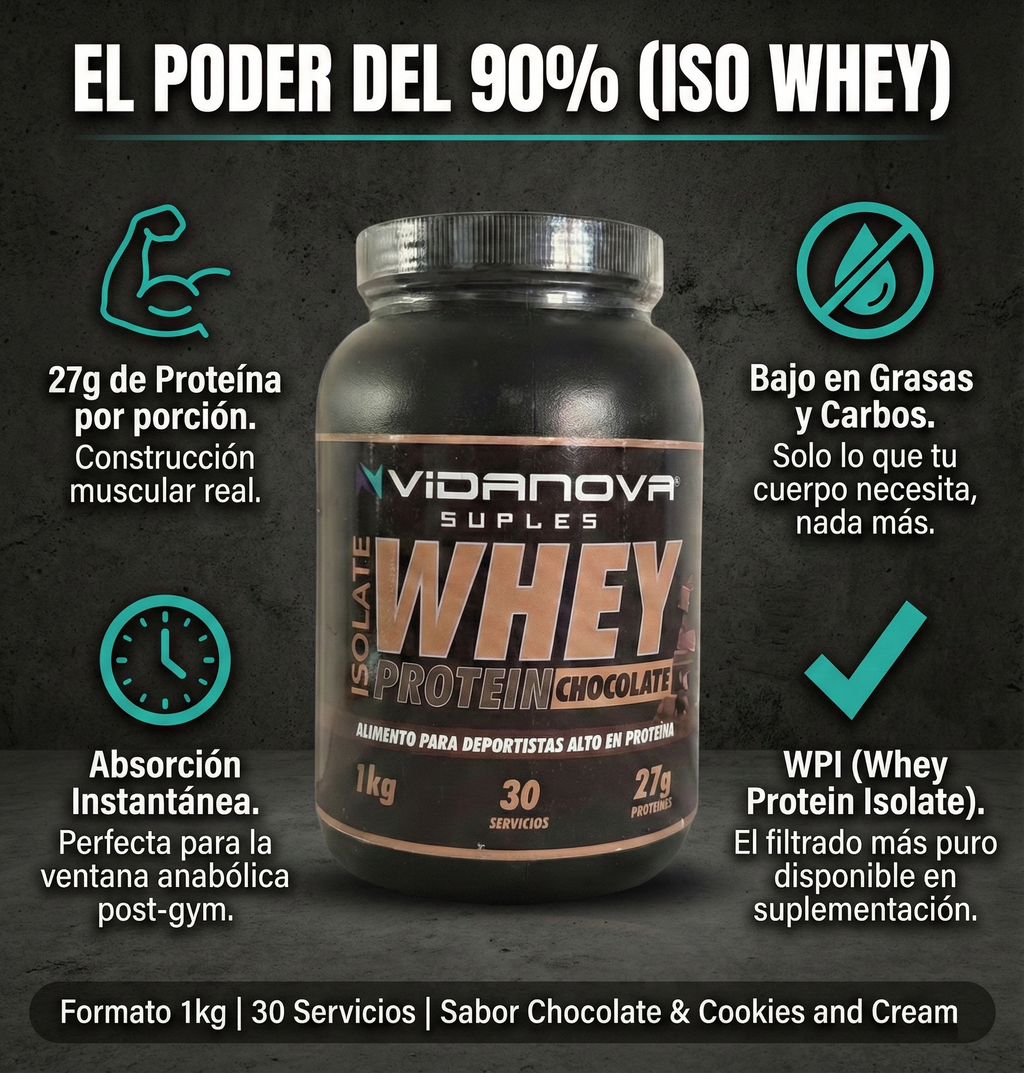 Proteína Isolate Whey Protein Chocolate 1 kg - 90 % Pureza Vidanova Suples